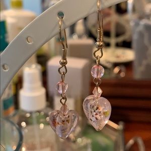 NWOT Pink Heart Multicolor Dangle Earrings